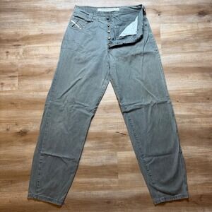 Diesel Saddle Jeans Mens 33 Olive Green Relaxed Tapered Button Fly Made in Italy